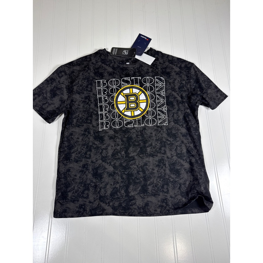 Fanatics Boston Bruins NHL T-Shirt Mens Small Black Crease Faded Wash NWT